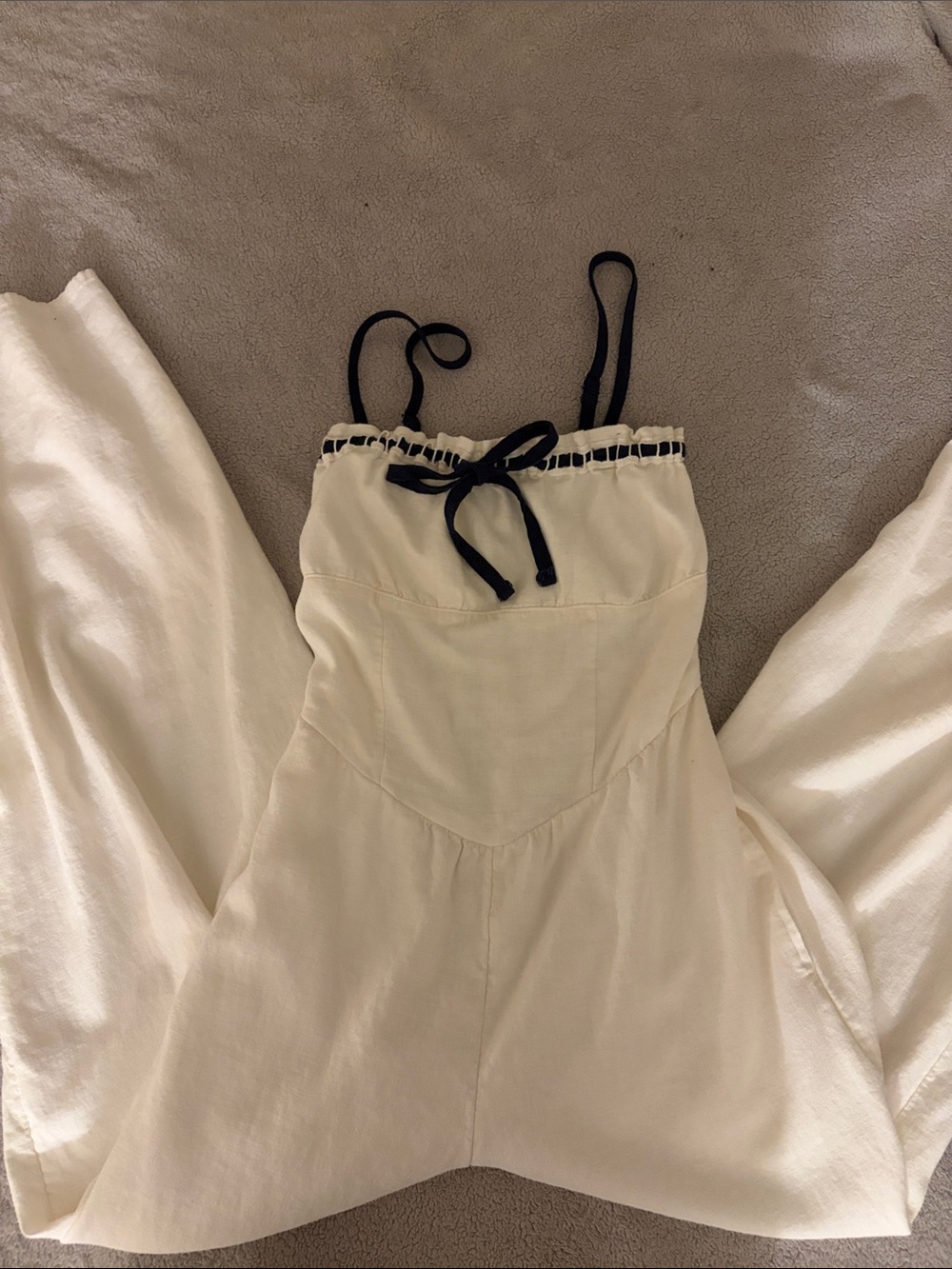 Hollister White Wide-Leg Jumpsuit with Navy Trim